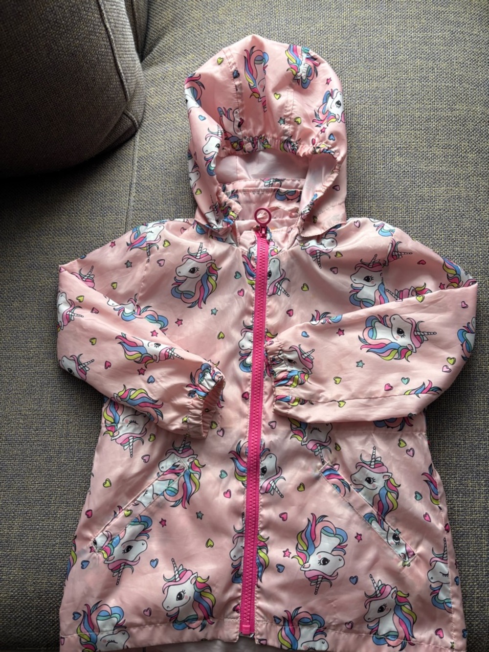H&M Kids' Pink Unicorn Hooded Windbreaker Jacket